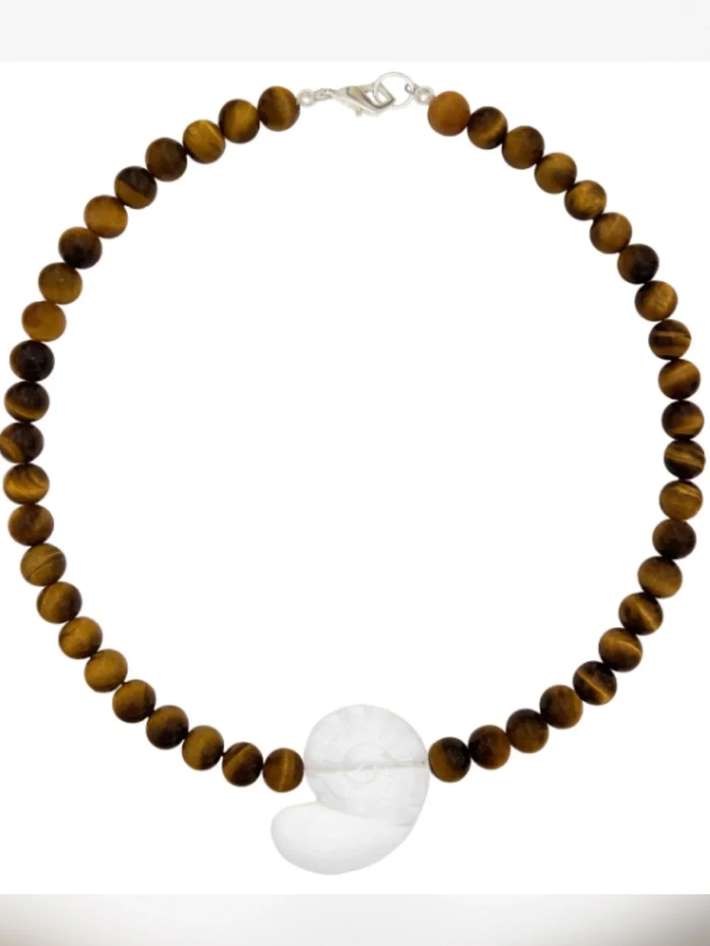 New mayamar genuine Tiger Eye Beaded Necklace with quartz Pendant